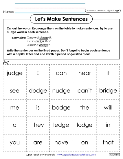 Let\'s Make Sentences (-dge)