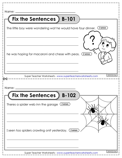 Fix the Sentences B-101 through B-105