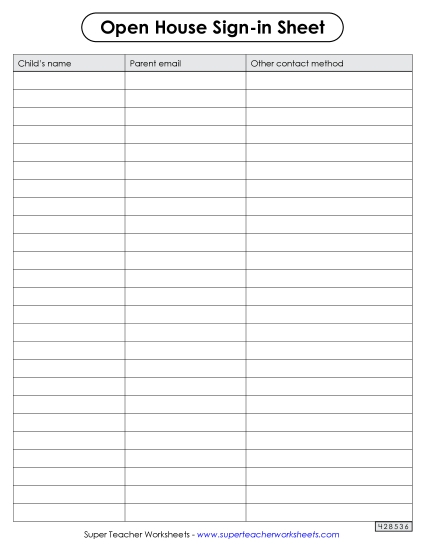 Open House Sign-in Sheet
