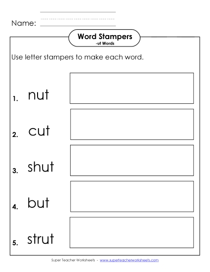 Letter Stampers Activity (-ut Words)