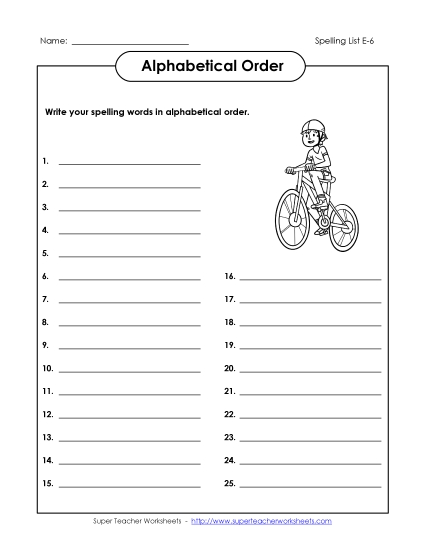 ABC Order: Whole List (E-6)