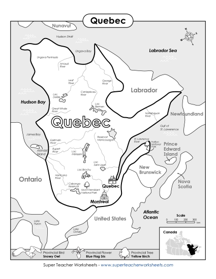 Quebec Map (Black & White)