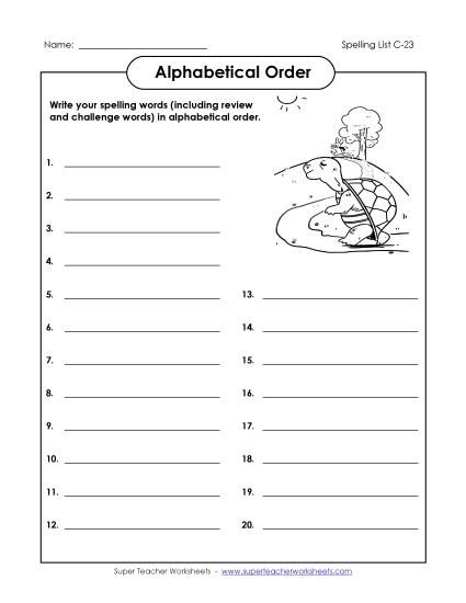 ABC Order: Write List (C-23)