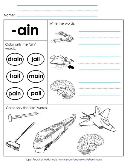 Worksheet 2 (-ain Words)