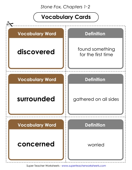 Vocabulary Cards for Chapters 1-2