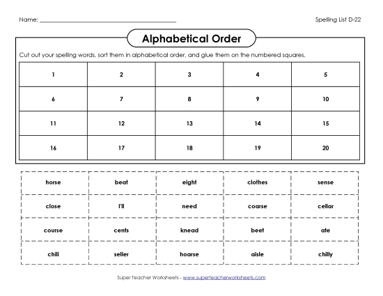ABC order: Cut and Glue (D-22)