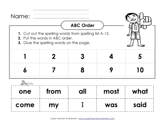 ABC Order: Cut and Glue (A-12)