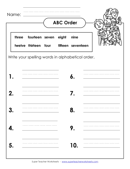 ABC Order: Write List (B-Number Words)