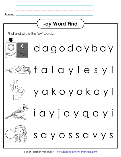 Circle the Words (-ay)