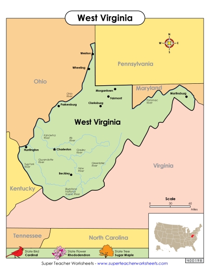 Map of West Virginia