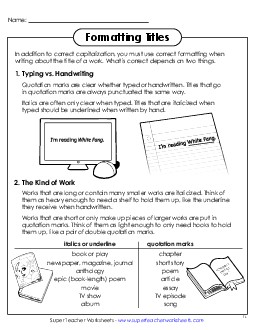 New Formatting Titles Anchor Chart Worksheet