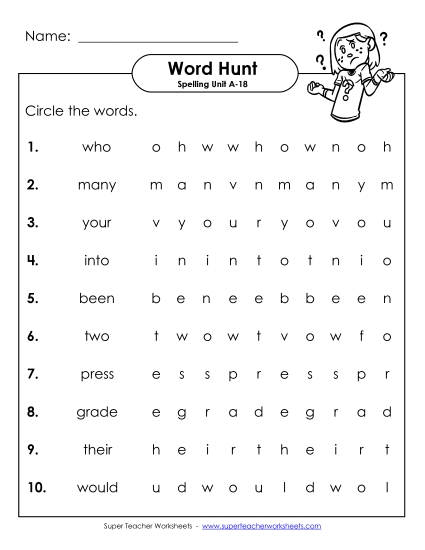Horizontal Word Hunt (A-18)
