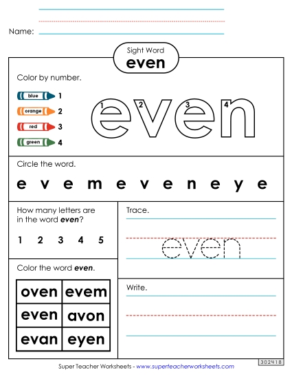 Worksheet 4: Even