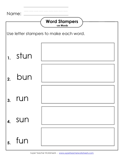 Letter Stampers Activity (-un Words)