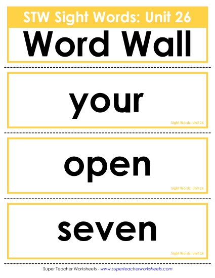 Pocket Chart or <br>Word Wall (Unit 26)