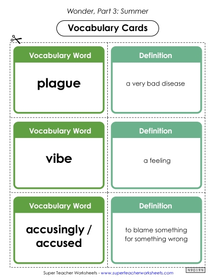 Vocabulary Cards for Part 3