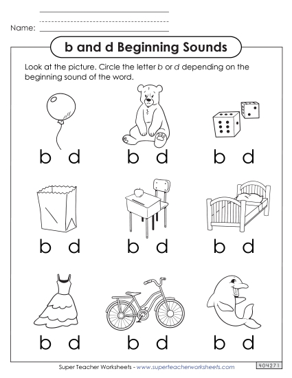Beginning Sounds: b and d