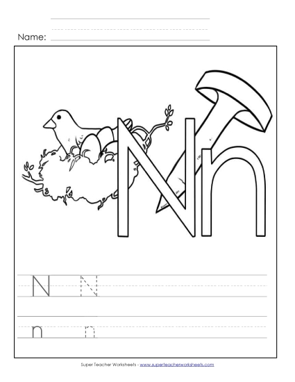 Letter N - Color and Write