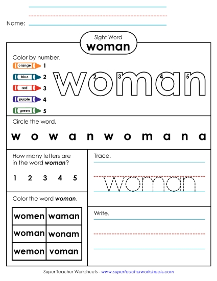 Worksheet 4: Woman