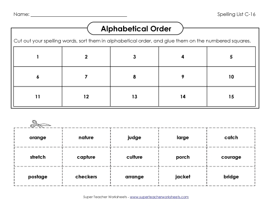 ABC Order: Cut and Glue (C-16) 