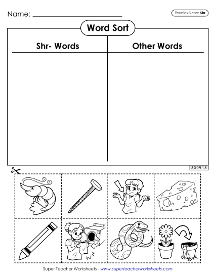 Word Sort (Shr- Words)
