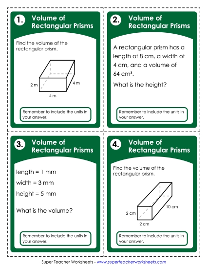 Volume of Rectangular Prisms<br>(Basic Level)