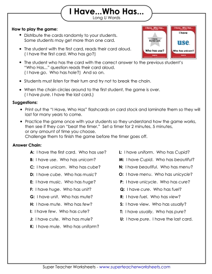 I have.. Who has... (Long U)