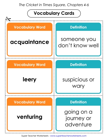 Vocabulary Cards: Chapters 4 - 6
