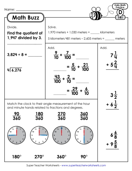 Math Buzz: Week 29<br>Worksheets 141 through 145