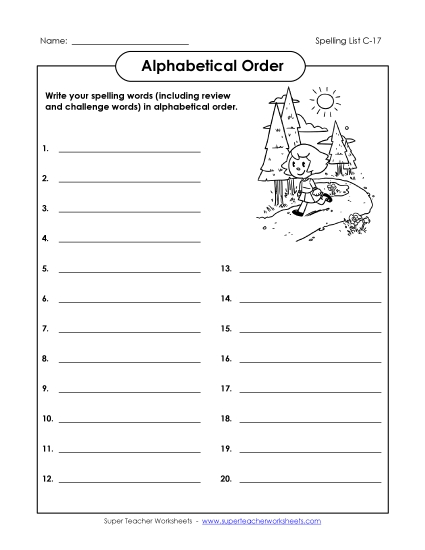 ABC Order: Write List (C-17)