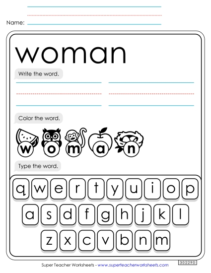 Write, Color, Type: Woman