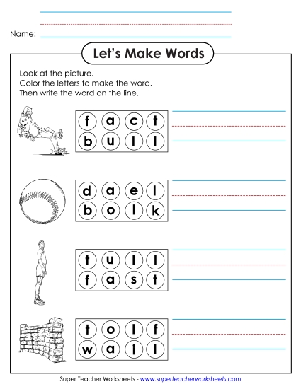 Color the Letters & Write (-all)