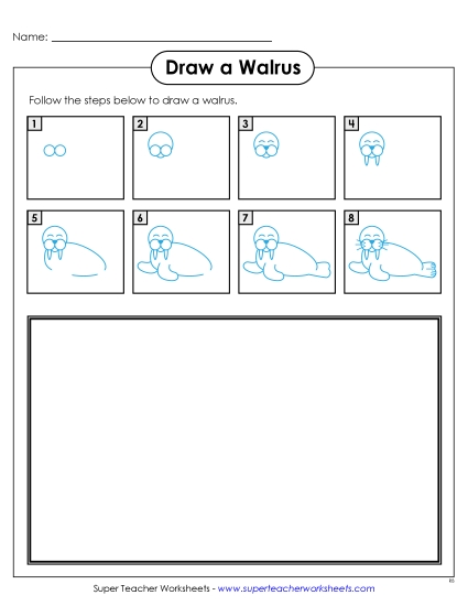 Draw a Walrus Learning To Draw Worksheet