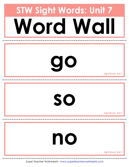 Pocket Chart or <br>Word Wall (Unit 7)