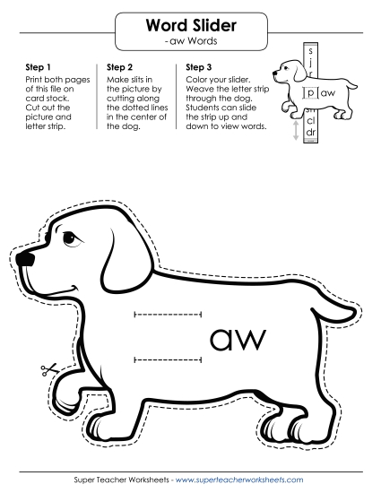 Word Slider (-aw Words)