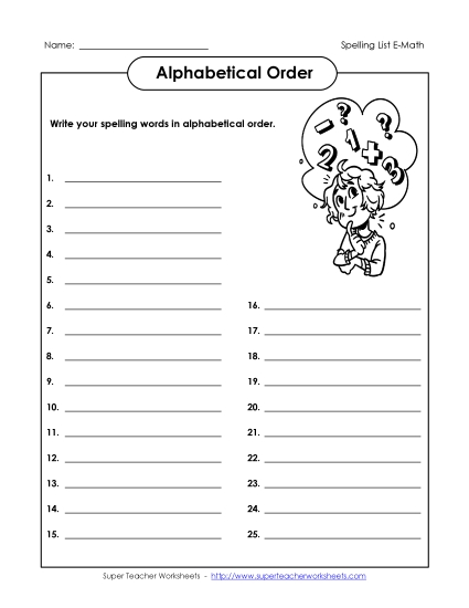 ABC Order: Write List