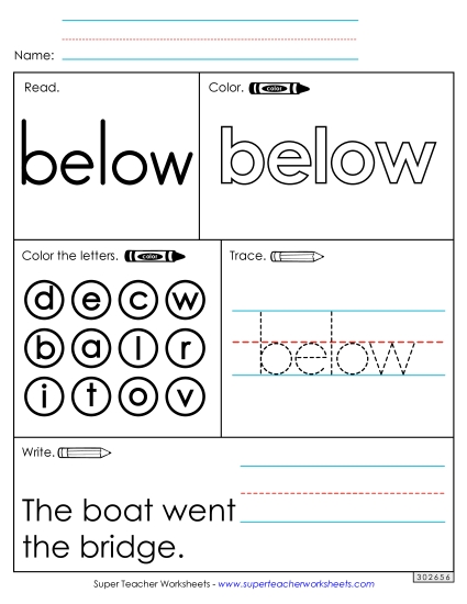 Worksheet 1: Below