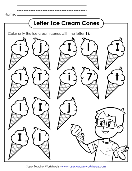 Letter I i Recognition - Ice Cream