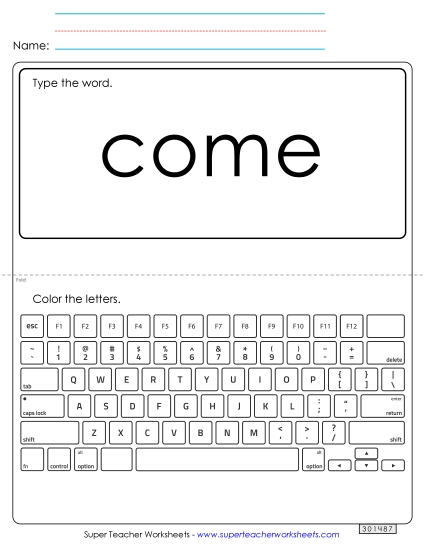 Type the Word: Come