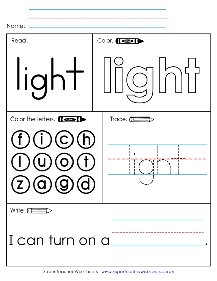 Worksheet 1: Light