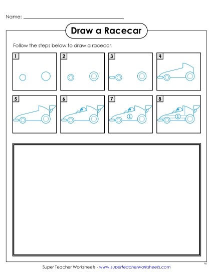 Draw a Race Car Learning To Draw Worksheet