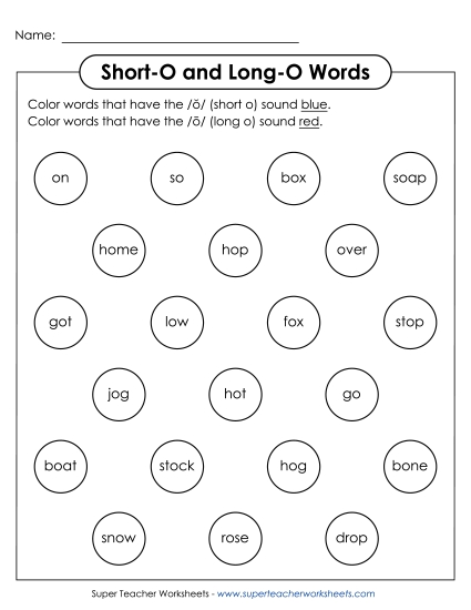 Dabber Activity: Long O and Short O