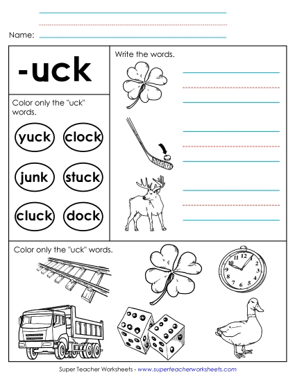 Worksheet 2 (-uck Words)