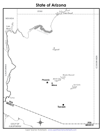 Labeled Arizona Map