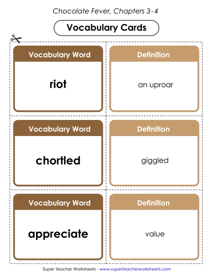 Vocabulary Cards for Chapters 3-4