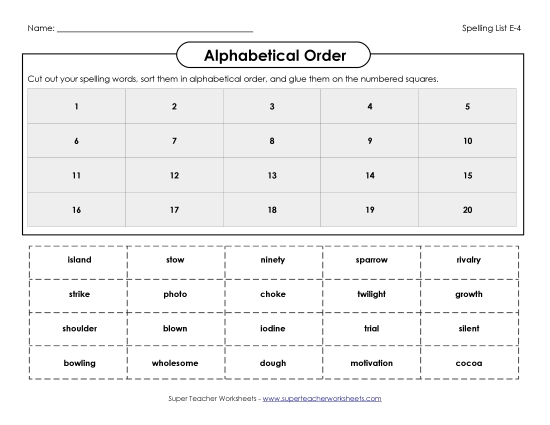 Alphabetical Order: Cut and Glue (E-4)
