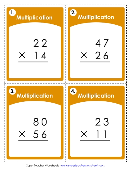 Task Cards<br>(2 Digits Times 2 Digits)