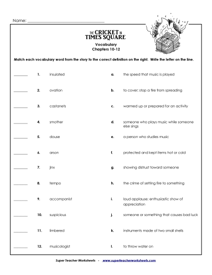 Vocabulary Match: Chapters 10 - 12