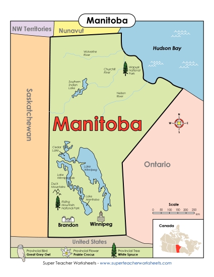 Manitoba Map (Full Colour)