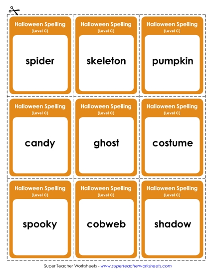 Flashcards (C-Halloween) Spelling C Worksheet